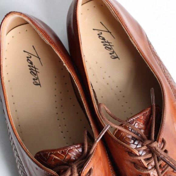 Trotters Men\'s Lizzie Herringbone Flat Oxford Loafers Cognac Brown Size 12 main image 7